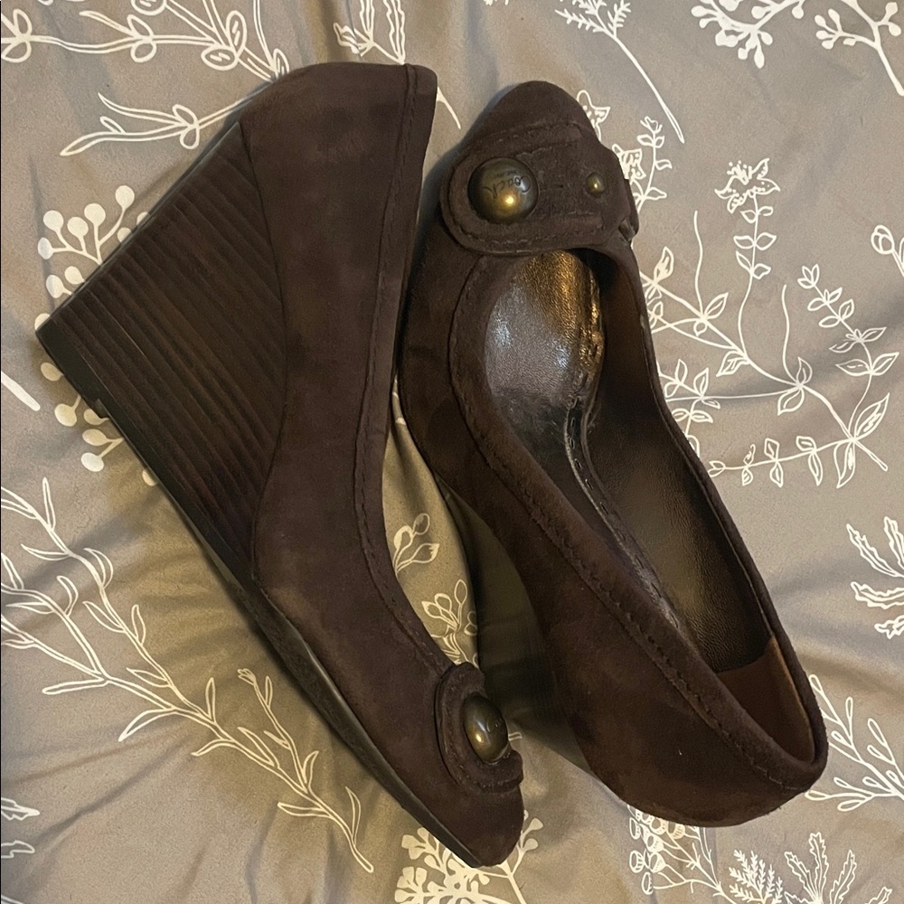 Coach Brown Suede Wedge Heels